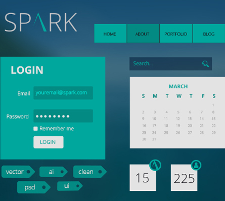 Spark – Flat UI Kit PSD